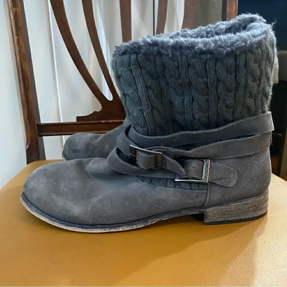 Bearpaw Shania Grey Suede Boots Shearling Lining